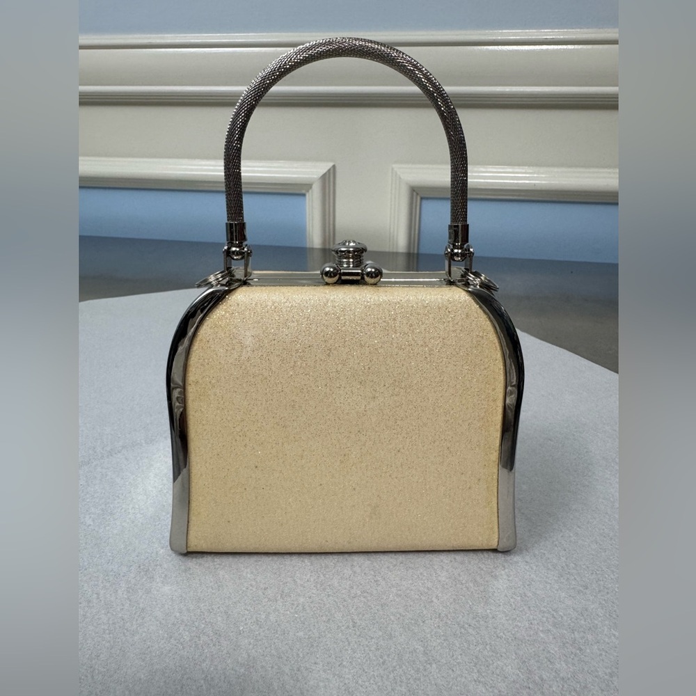Y2K Cream and Silver glitter evening bag - Picture 4 of 13